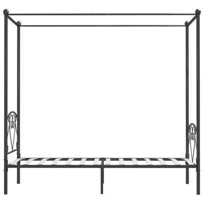 284440 Canopy Bed Frame Without Mattress Grey Metal 90X200 Cm