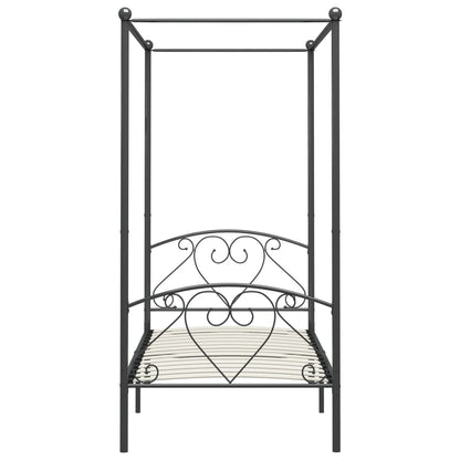 284442 Canopy Bed Frame Without Mattress Grey Metal 120X200 Cm