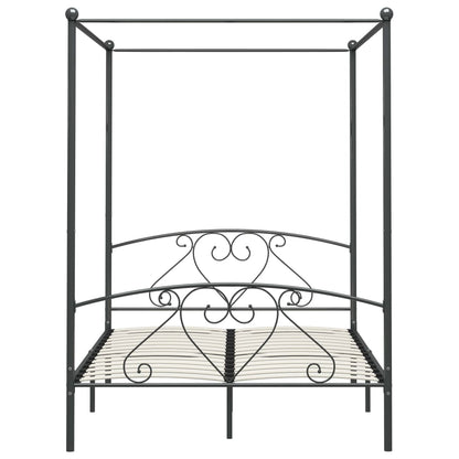 284444 Canopy Bed Frame Without Mattress Grey Metal 160X200 Cm