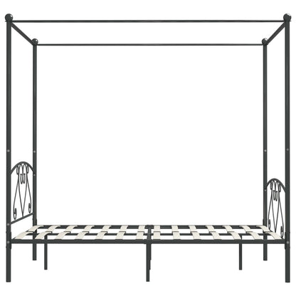 284444 Canopy Bed Frame Without Mattress Grey Metal 160X200 Cm