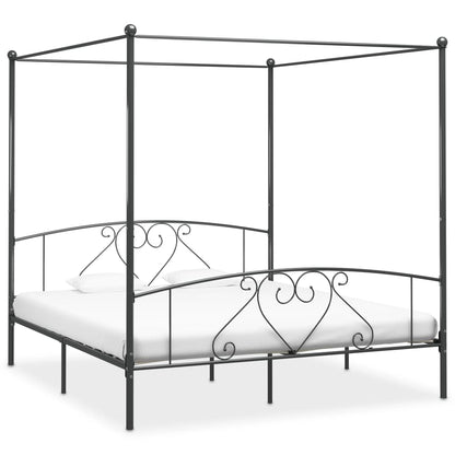 Canopy Bed Frame Grey Metal 6Ft Super King