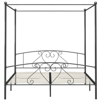 Canopy Bed Frame Grey Metal 6Ft Super King