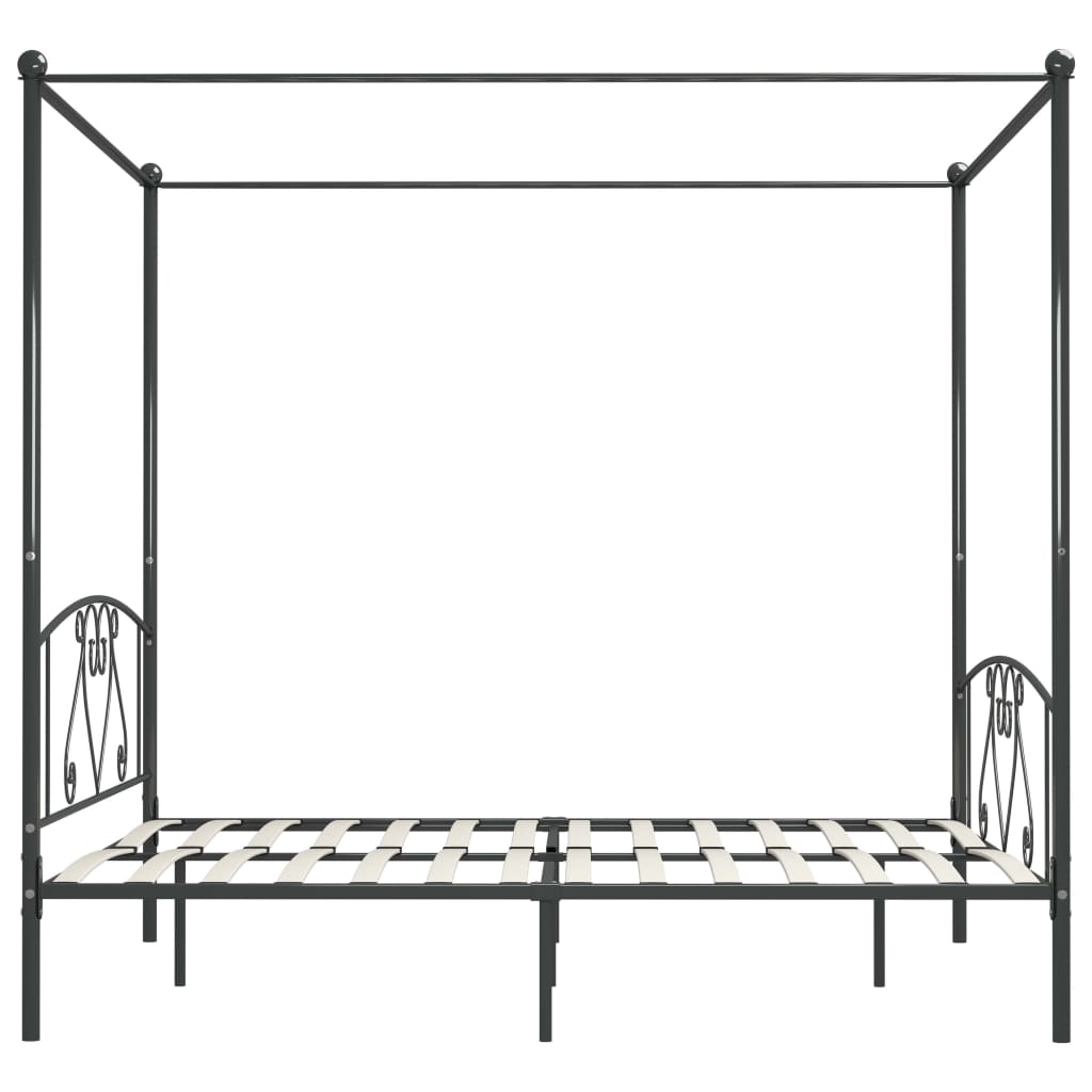 Canopy Bed Frame Grey Metal 6Ft Super King