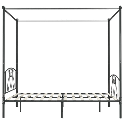 Canopy Bed Frame Grey Metal 6Ft Super King