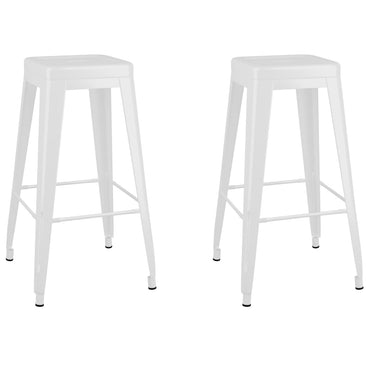 Bar Stools Stackable 2 Pcs White Metal