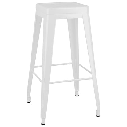 Bar Stools Stackable 2 Pcs White Metal