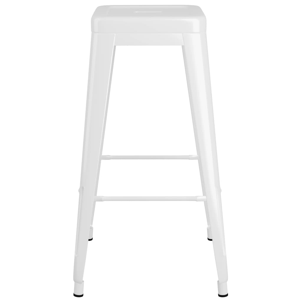 Bar Stools Stackable 2 Pcs White Metal