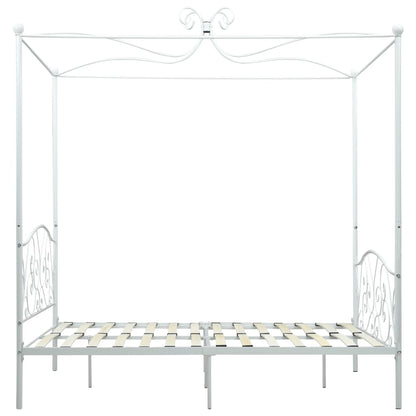 Bed Frame Without Mattress With Canopy White 140X200 Cm Metal