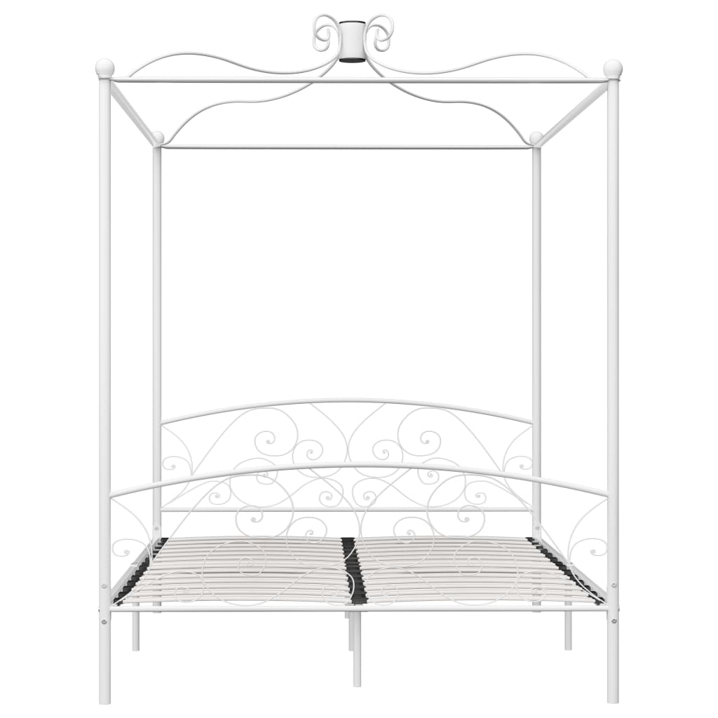 Canopy Bed Frame White Metal 180X200 Cm Super King