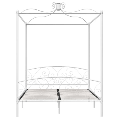 Canopy Bed Frame White Metal 180X200 Cm Super King