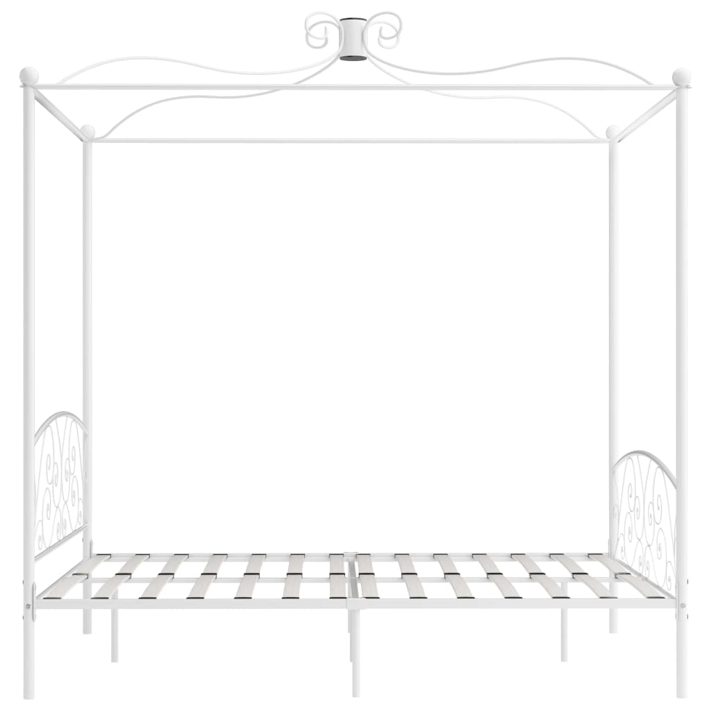 Canopy Bed Frame White Metal 180X200 Cm Super King