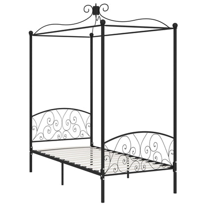 284474 Canopy Bed Frame Without Mattress Black Metal 90X200 Cm