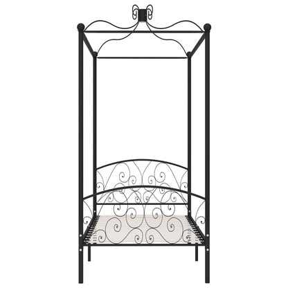 284474 Canopy Bed Frame Without Mattress Black Metal 90X200 Cm