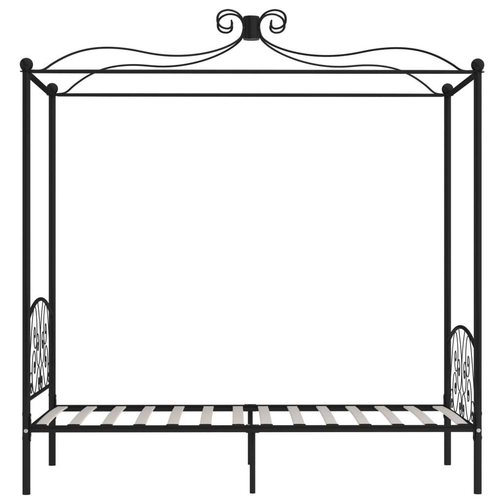 284474 Canopy Bed Frame Without Mattress Black Metal 90X200 Cm