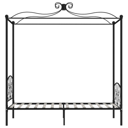 284474 Canopy Bed Frame Without Mattress Black Metal 90X200 Cm