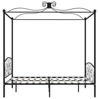 Canopy Bed Frame Black Metal 160X200 Cm