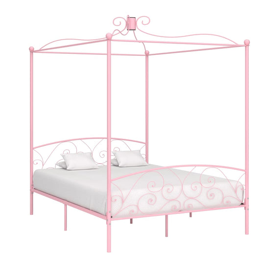 Canopy Bed Frame Pink Metal 180X200 Cm Super King