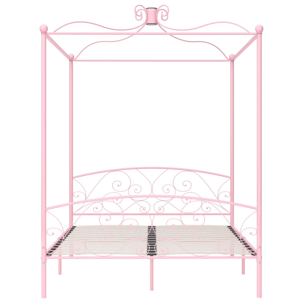 Canopy Bed Frame Pink Metal 180X200 Cm Super King