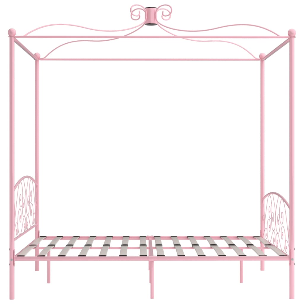 Canopy Bed Frame Pink Metal 180X200 Cm Super King