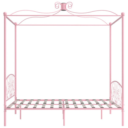 Canopy Bed Frame Pink Metal 180X200 Cm Super King