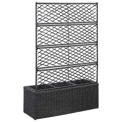 Trellis Raised Bed With 3 Pots 83X30X130 Cm Poly Rattan Black