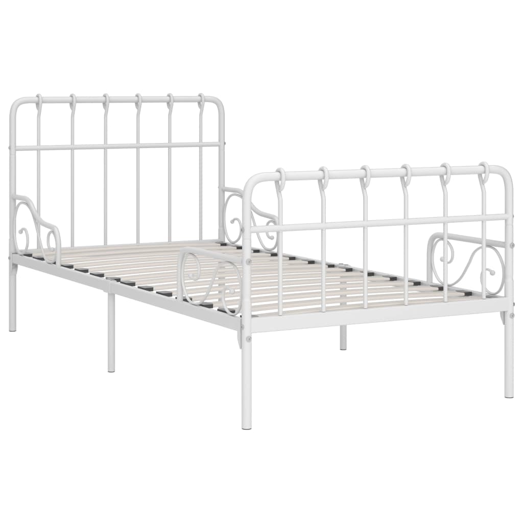 Bed Frame Without Mattress With Slatted Base White Metal 90X200 Cm