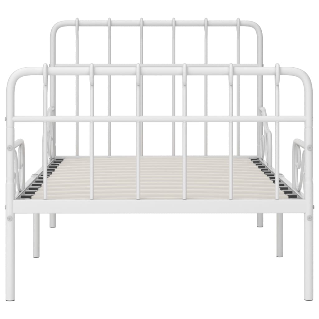 Bed Frame Without Mattress With Slatted Base White Metal 90X200 Cm