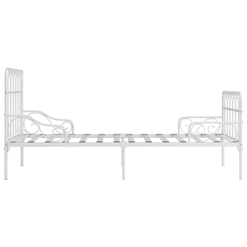 Bed Frame Without Mattress With Slatted Base White Metal 90X200 Cm