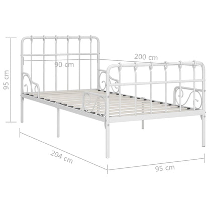 Bed Frame Without Mattress With Slatted Base White Metal 90X200 Cm