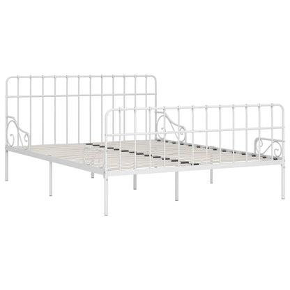 Bed Frame Without Mattress With Slatted Base White Metal 200X200 Cm