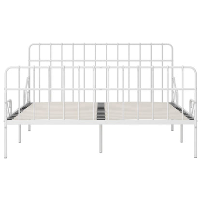 Bed Frame Without Mattress With Slatted Base White Metal 200X200 Cm