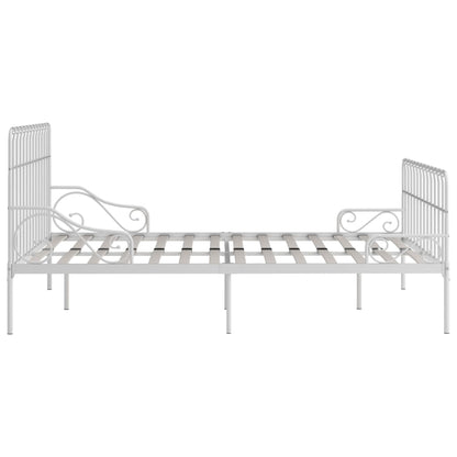 Bed Frame Without Mattress With Slatted Base White Metal 200X200 Cm