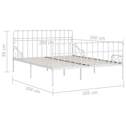 Bed Frame Without Mattress With Slatted Base White Metal 200X200 Cm