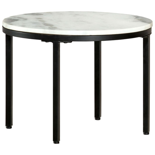 Coffee Table White And Black Ø50 Cm Real Solid Marble