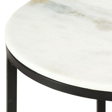 Coffee Table White And Black Ø50 Cm Real Solid Marble