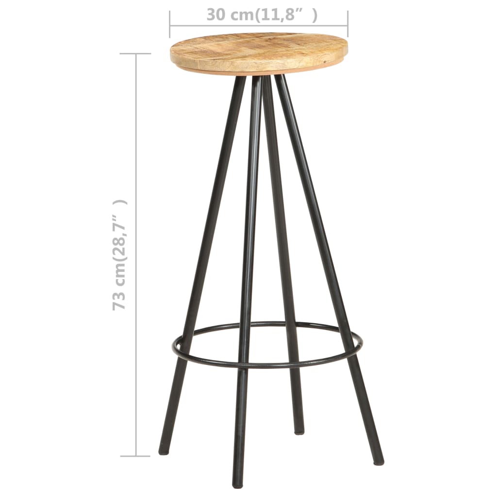 Bar Stools 2 Pcs Rough Mango Wood