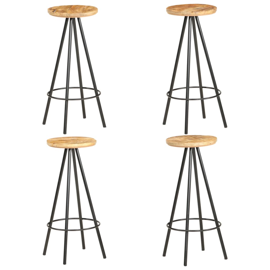 Bar Stools 4 Pcs Rough Mango Wood