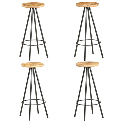 Bar Stools 4 Pcs Rough Mango Wood