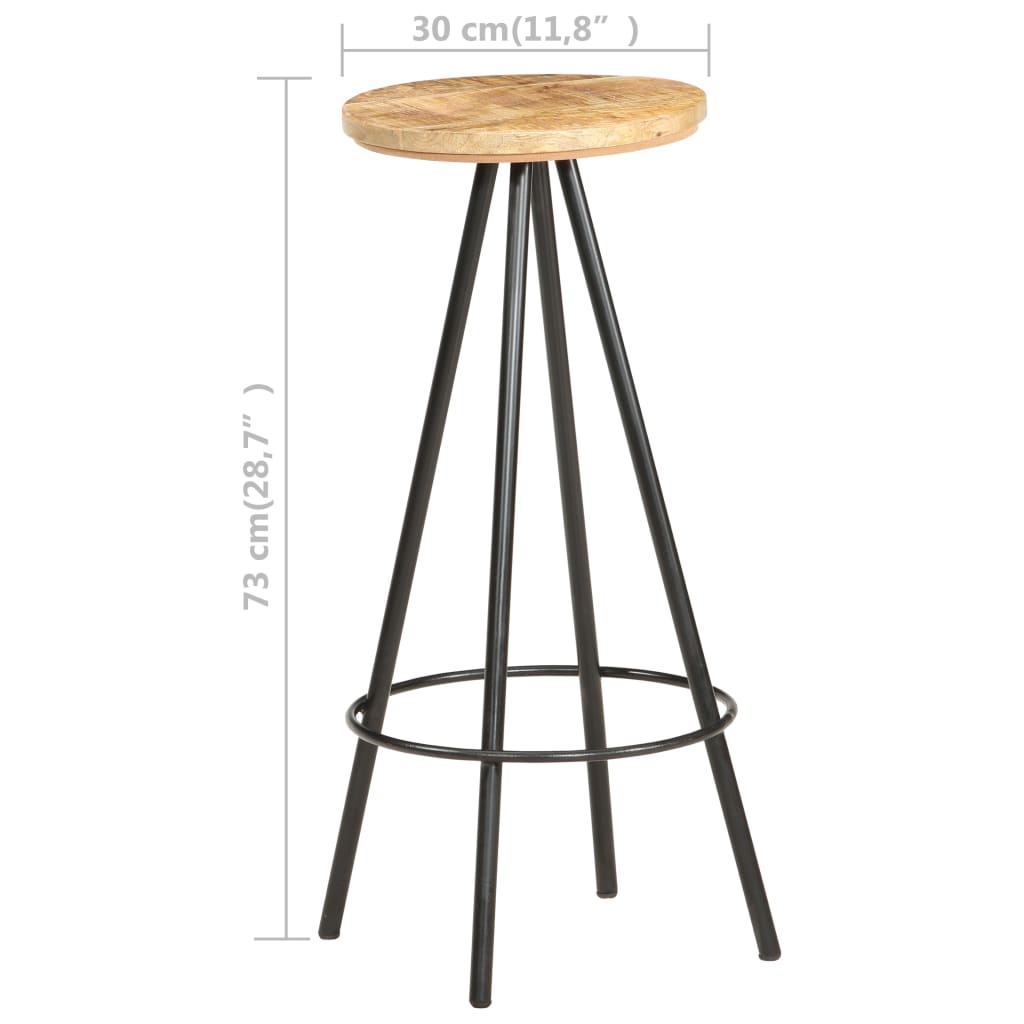 Bar Stools 4 Pcs Rough Mango Wood