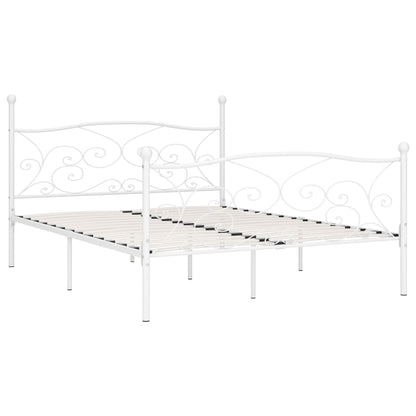 Bed Frame Without Mattress With Slatted Base White Metal 200X200 Cm