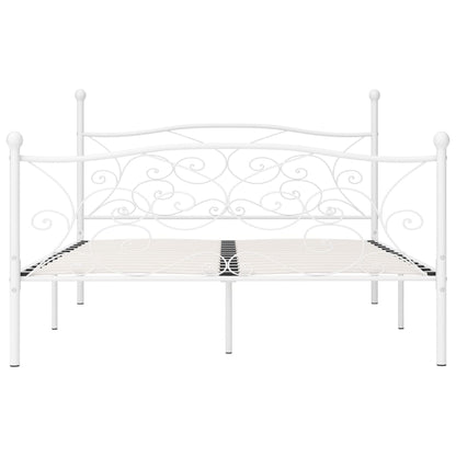 Bed Frame Without Mattress With Slatted Base White Metal 200X200 Cm