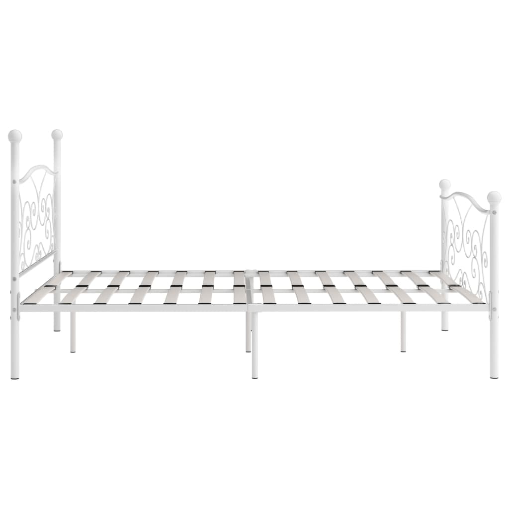 Bed Frame Without Mattress With Slatted Base White Metal 200X200 Cm