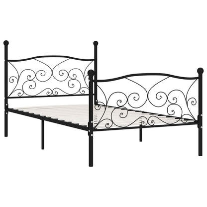 Bed Frame With Slatted Base Black Metal 90X200 Cm