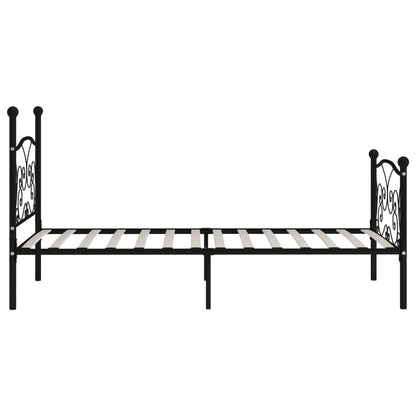 Bed Frame With Slatted Base Black Metal 90X200 Cm