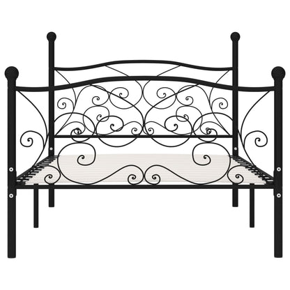 Bed Frame Without Mattress With Slatted Base Black Metal 100X200 Cm