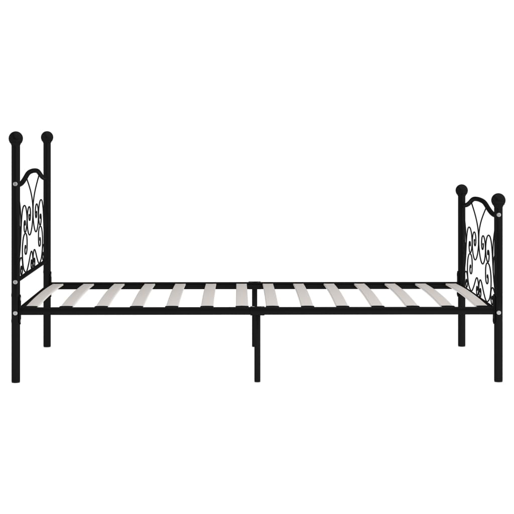 Bed Frame Without Mattress With Slatted Base Black Metal 100X200 Cm