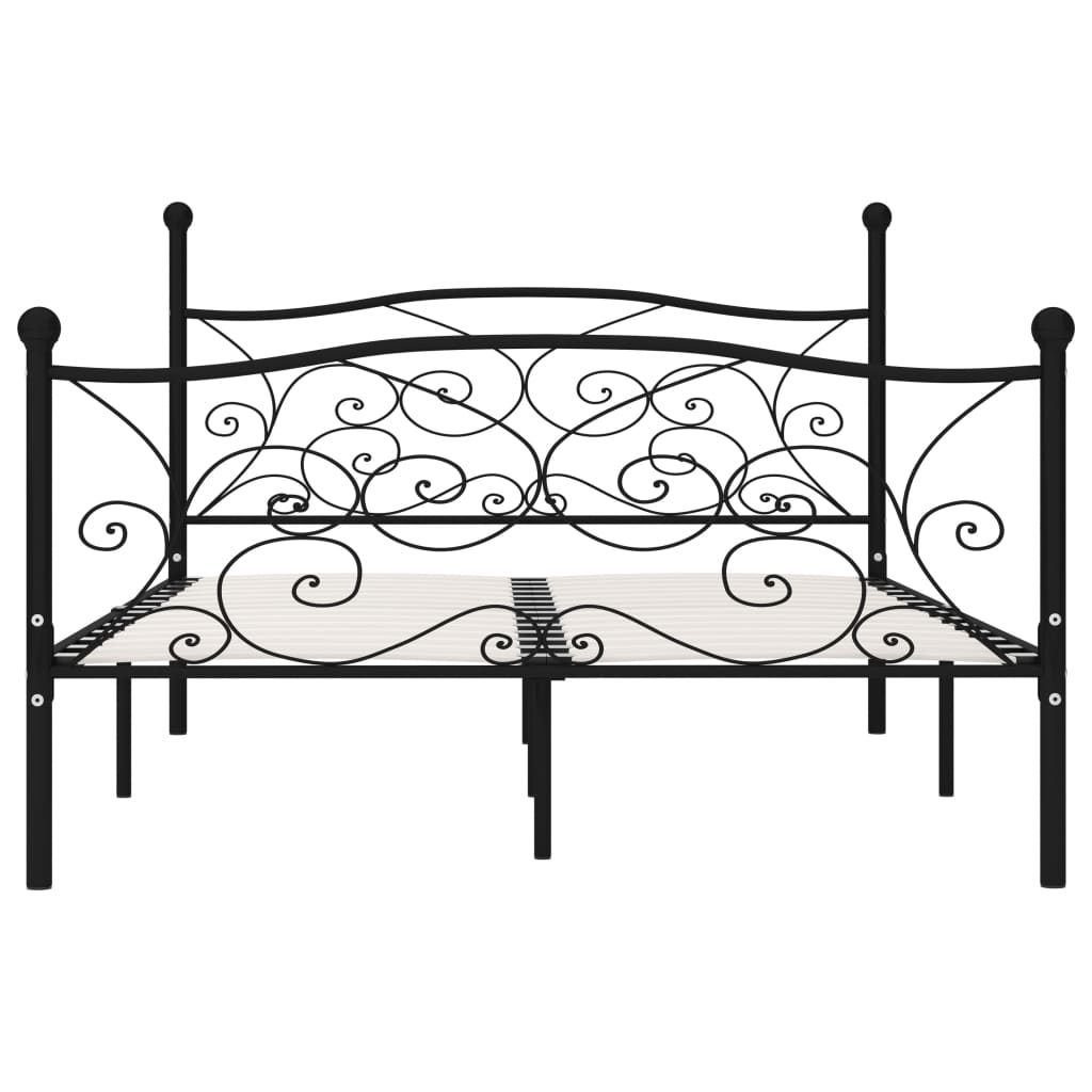 Bed Frame Without Mattress With Slatted Base Black Metal 120X200 Cm