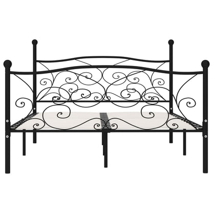 Bed Frame Without Mattress With Slatted Base Black Metal 120X200 Cm