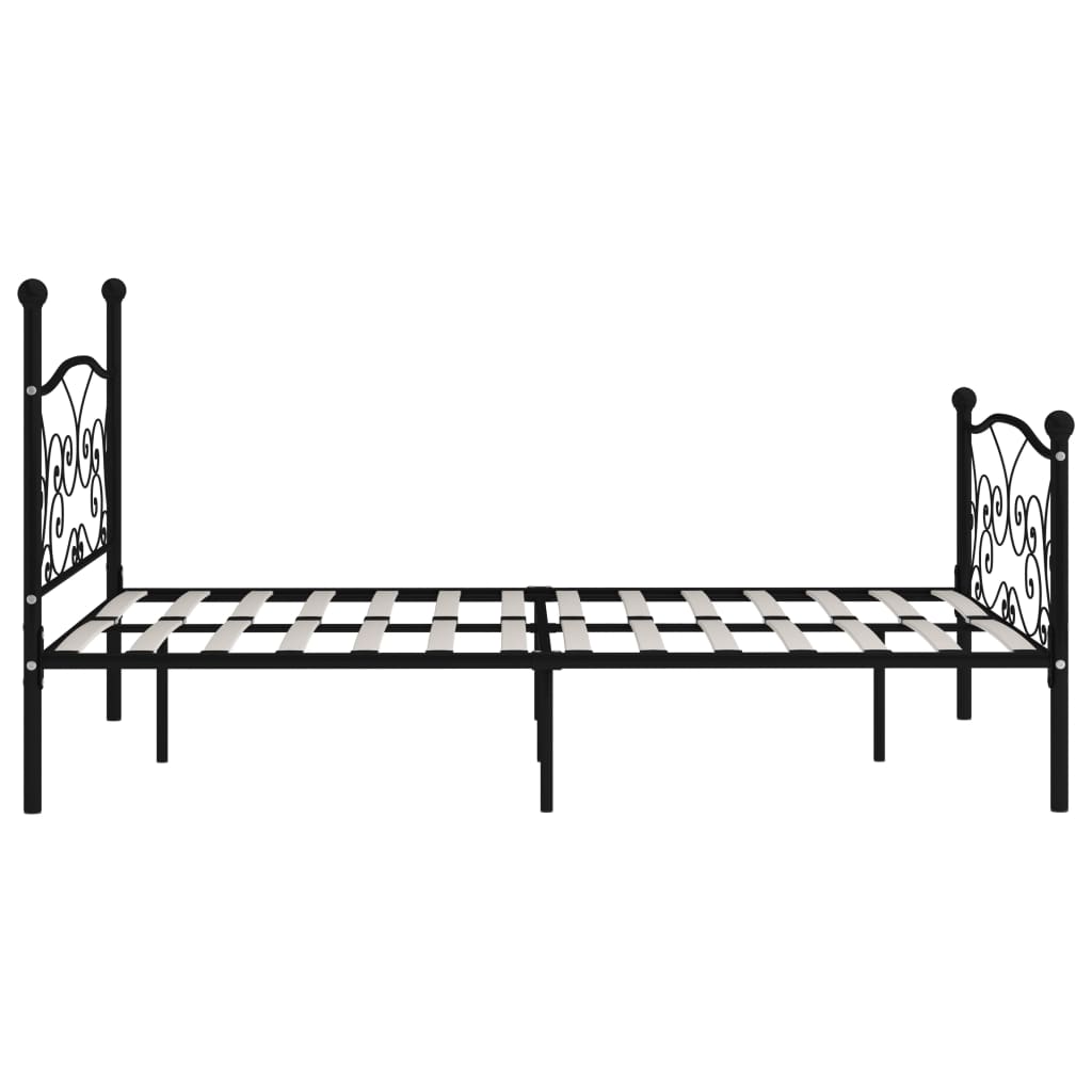 Bed Frame Without Mattress With Slatted Base Black Metal 120X200 Cm