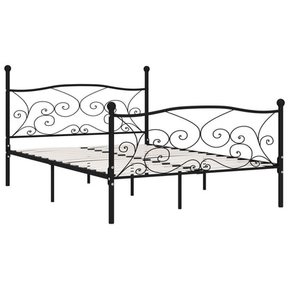 Bed Frame With Slatted Base Black Metal 140X200 Cm